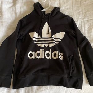 Adidas pocketed black trefoil hoodie from Aritzia
